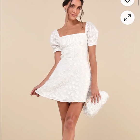 Lulus Dresses & Skirts - Confidently Delightful White Textured Floral Jacquard Mini Dress from Lulu’s